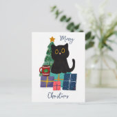 Festliche Frohe Weihnachten Niedlicher Black Cat K (Stehend Vorderseite)