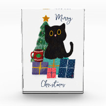 Festliche Frohe Weihnachten Niedlicher Black Cat K