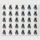 Festliche Frohe Weihnachten Niedlicher Black Cat K Geschenkpapier (Flach)