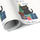 Festliche Frohe Weihnachten Niedlicher Black Cat K Geschenkpapier (Rolleneckpunkt)