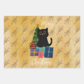 Festliche Frohe Weihnachten Niedlicher Black Cat K Geschenkpapier Set (Vorderseite 2)