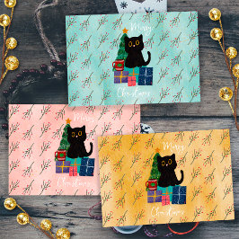 Festliche Frohe Weihnachten Niedlicher Black Cat K Geschenkpapier Set