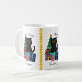 Festliche Frohe Weihnachten Niedlicher Black Cat K Kaffeetasse (Vorderseite Links)