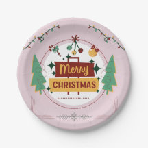 Festliche Frohe Weihnachten Papierplatte für das F