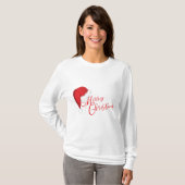 Festliche Frohe Weihnachts-Weihnachtsmannmütze Vin T-Shirt (Vorne ganz)