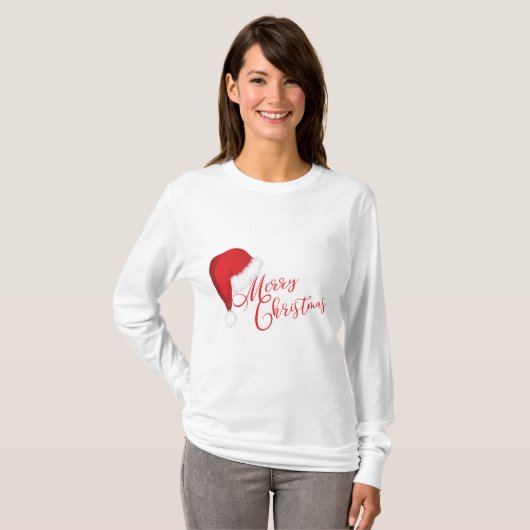 Festliche Frohe Weihnachts-Weihnachtsmannmütze Vin T-Shirt (Vorne ganz)