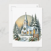 Festliche Frohe Weihnachtskirche Feiertagspostkarte (Vorne/Hinten)