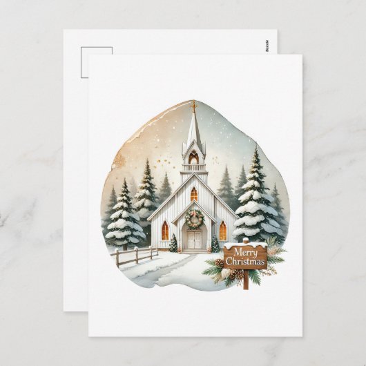 Festliche Frohe Weihnachtskirche Feiertagspostkarte (Vorne/Hinten)