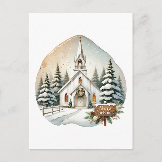 Festliche Frohe Weihnachtskirche Feiertagspostkarte (Vorderseite)