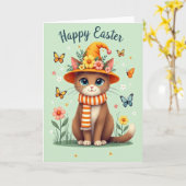 Festliche Frühlingskarte mit Katze Karte (Gelbe Blume)