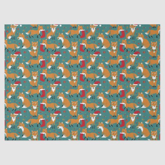 Festliche Füchse Niedliche Gemusterte Weihnachten Seidenpapier (Vorderseite)