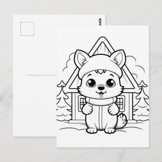 Festliche Fuchsfarben Postkarte (Vorne/Hinten)