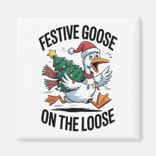 Festliche Gans auf freiem Fuß Lustige Gans Magnet