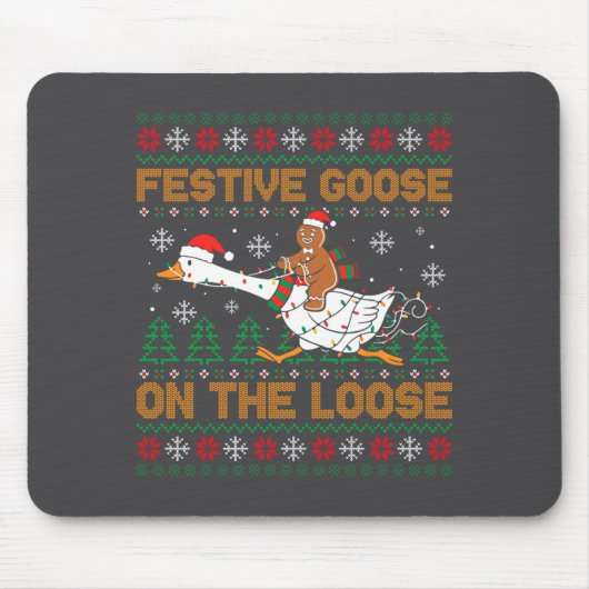 Festliche Gans auf freiem Fuß Lustiger Gingerbread Mousepad (Vorne)
