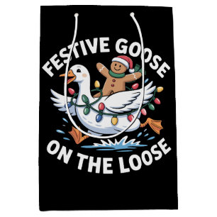Festliche Gans auf freiem Fuß Weihnachts-Gingerbre Mittlere Geschenktüte