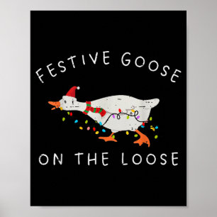 Festliche Gans auf freiem Fuß Weihnachtsente Licht Poster