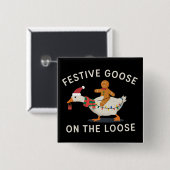 Festliche Gans auf freiem Fuß Weihnachtslebkuchen Button (Vorne & Hinten)