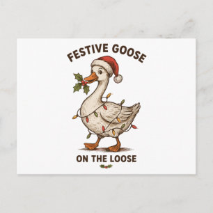 Festliche Gans auf freiem Fuß Weihnachtslichter Xm Feiertagspostkarte