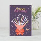 Festliche Geburtstagsfeier Bouquet Candles Celebra Ankündigung (Stehend Vorderseite)