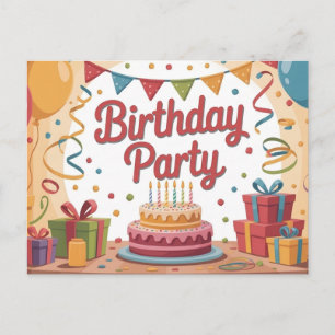 Festliche Geburtstagsfeier-Illustration mit Kuchen Feiertagspostkarte