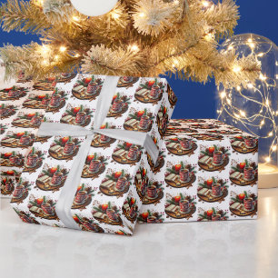 Festliche gekachelte Weihnachts-Kakao Geschenkpapier