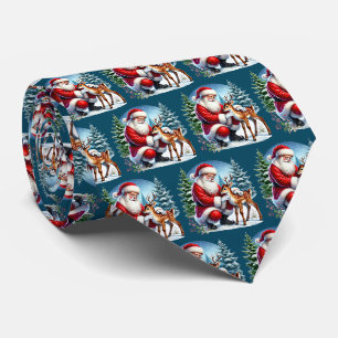 Festliche gekachelte Weihnachtsmann Santa Hirsche Krawatte