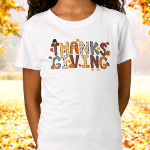 Festliche gemusterte Thanksgiving-Elemente T-Shirt