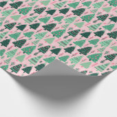 Festliche gemütliche Weihnachtsbäume Geschenkpapier (Ecke)
