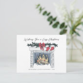 Festliche gemütliche Weihnachtskarte am Kamin Postkarte (Stehend Vorderseite)