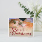 Festliche Geschenke als Weihnachtsmotiv Feiertagspostkarte (Stehend Vorderseite)