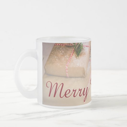 Festliche Geschenke als Weihnachtsmotiv Mattglastasse (Links)