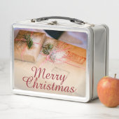 Festliche Geschenke als Weihnachtsmotiv Metall Brotdose (Beispiel)