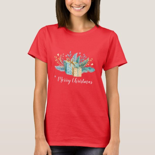 Festliche Geschenke Bouquet Weihnachten T-Shirt (Vorderseite)