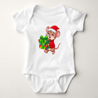 Festliche Geschenkmaus in Santa-Hut Baby Strampler
