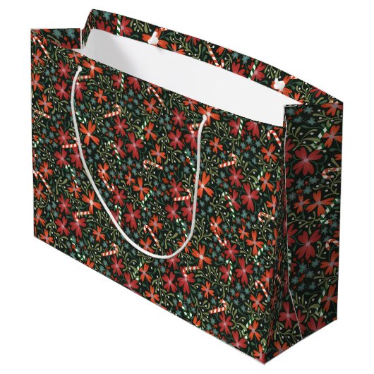 Festliche Geschenktasche mit Blumen und Bonbons Große Geschenktüte (Rückseite Schrägansicht)