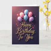 Festliche gestreifte Ballons Karte (Gelbe Blume)