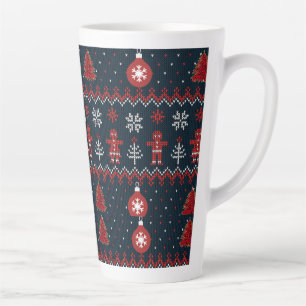 Festliche gestrickte Lebkuchen und Schneeflocken Milchtasse