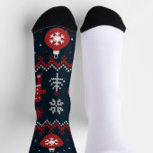 Festliche gestrickte Schneeflocken Lebkuchenmuster Socken (Oben)