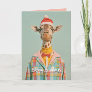 Festliche Giraffe im farbenfrohen Weihnachtsstil Karte