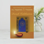 Festliche glückliche Diwali Feuerwerke - Einladung (Stehend Vorderseite)