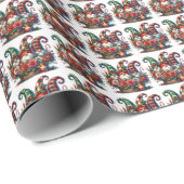 Festliche Gnome mit Blume Geschenkpapier (Rolleneckpunkt)