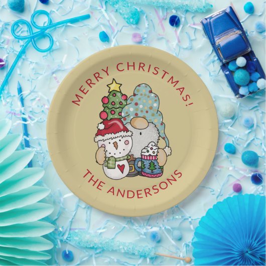 Festliche Gnome Snowman Weihnachten Pappteller (Party)