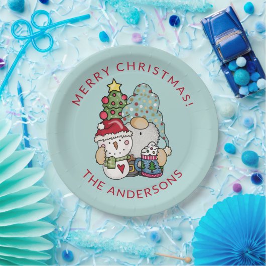 Festliche Gnome Snowman Weihnachtsscheibe Pappteller (Party)