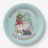 Festliche Gnome Snowman Weihnachtsscheibe Pappteller (Vorderseite)