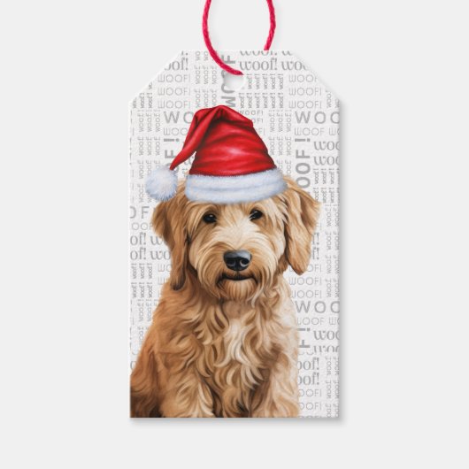 Festliche Goldendoodle Feiertag Hund Weihnachten Geschenkanhänger (Vorderseite)