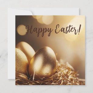 festliche goldene Eier in einem Nest für Ostern Feiertagskarte