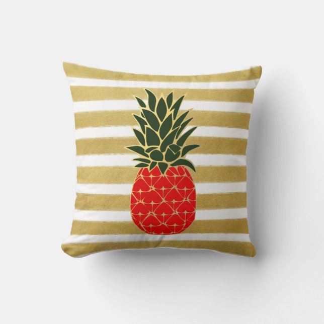 Festliche goldene Feiertags-Ananas Kissen (Vorderseite)