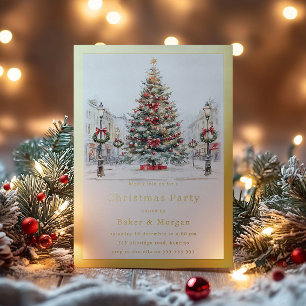 Festliche Goldene Grenze Weihnachten Party im Unte Folieneinladung