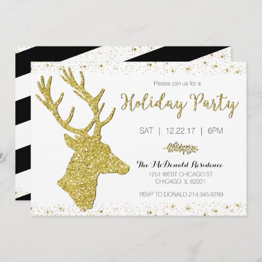 Festliche Goldene Hirschfeier Einladung (Vorne/Hinten)