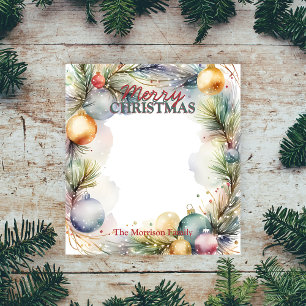 Festliche Grenze der Kiefernzweige Weihnachten Notizblock